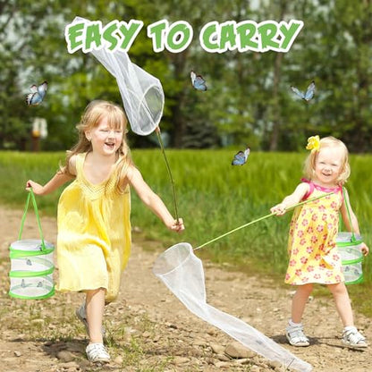 Sherr 2 Pcs Mini Butterfly Habitat Cage Clear Mesh Butterfly Net Cage Container Foldable Terrarium, 6.2x7.1inch (Green) - color: Green