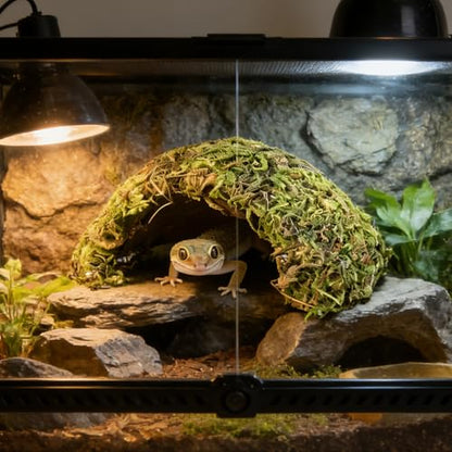 Reptile Hide Coconut Leopard Gecko Hide Humid Crested Gecko Tank Accessories Natural Moss Snake Hideouts for Bearded Dragon,Tortoise,Frog