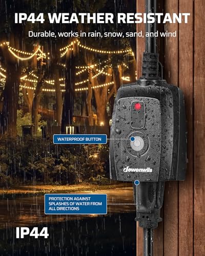 DEWENWILS Outdoor Dimmer for String Lights with Remote Waterproof Plug-in Dimmer, 100FT Range, 150W Dimmable LED/300W Tungsten Bulbs, Dimmer Switch for Dimmable String Lights - size: Dimmer with Preset Brightness