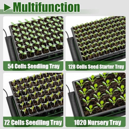 2 Pack Plant Heating Mat, 10”x20.5" Waterproof Seedling Heat Mat for Seed Starting Seeds Germination Plants, 18W Graphene Thick Reusable Heating Pads Fit For 1020 Seedling Trays, Ideal Gardening Gifts - size: 10×20"-2P