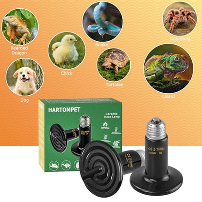 75W Ceramic Heat Emitter - No Light Reptile Heat Lamp for Lizards, Amphibians, Chickens, Dogs, Cats - Ideal for Aquariums and Pet Brooder Coop Heating - Black - size: 75 Watts