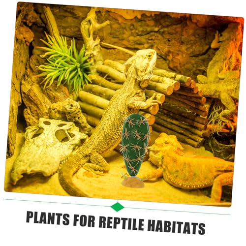 Happyyami Artificial Reptile Plant Decoration for Terrarium Habitat Resin Cactus Hideout for Lizard Tank Safe Non-Fading Plastic Reptile Terrarium Decor for Amphibians and Aquarium