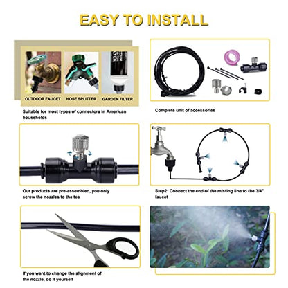 Fogland Misting System: Outdoor Cooling System 32.8FT Misting Cooling System with 10pcs 0.016" Orifice Thread Stainless Steel Mister Nozzle for Patio - size: 0.016"Orifice/32.8FT