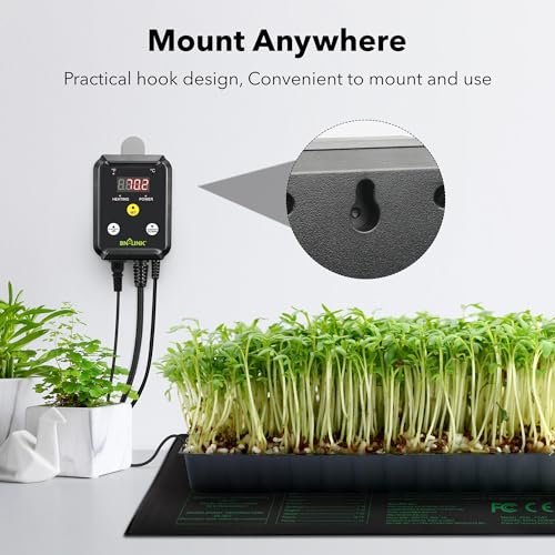 BN-LINK Seedling Heat Mat with Thermostat Controller Combo Set,6 Pack 10" x 20.75" Plant Heating Mat for Seed Starting with Temperature Control for Indoor Growing, Plants Germination