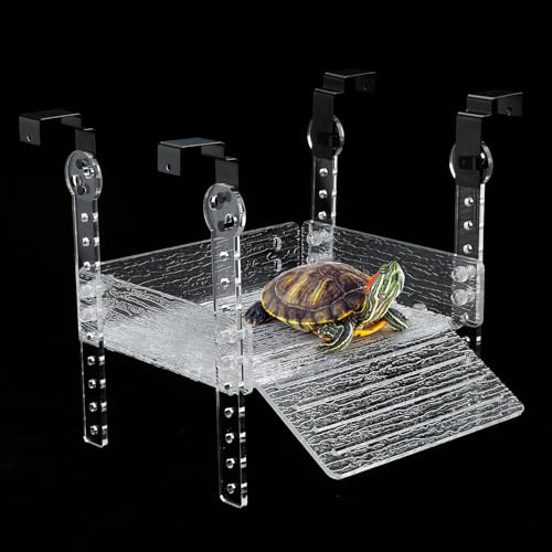 Hanging Turtle Basking Platform for Aquatic 20 55 Gallon, 40 Gallon Long Tank, Aquatic Reptile Ramp Dock, Terrace, Tank Accessories - size: Large