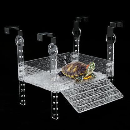 Hanging Turtle Basking Platform for Aquatic 20 55 Gallon, 40 Gallon Long Tank, Aquatic Reptile Ramp Dock, Terrace, Tank Accessories - size: Large
