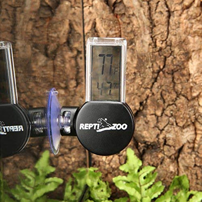 REPTI ZOO Reptile Dual Lamp Stand and Reptile Terrarium Thermometer Hygrometer