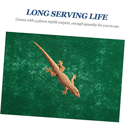 4pcs Reptile Carpet Substrate Liner Mat for Lizards Turtle Absorbent Washable Non-Abrasive Habitat Mats Grey for Terrarium Flooring
