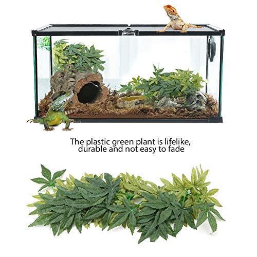 Pssopp Artificial Terrarium Plants, Reptiles Artificial Vine Plastic Fake Hanging Leaves Green Simulation Plant Reptile Terrarium Habitat Decor Aquarium Fish Ornament - size: 50cm