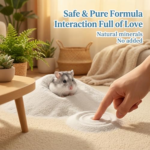 Sukh 47OZ Hamster Sand Bath - Fine Desert Sand Hamster Bedding Reptile Silica Sand Gerbil Hideout for Hamster Squirrel Guinea Pig Rabbit Chinchillas Gerbil Syrian Mice Small Animals Small Pets - size: 47 OZ