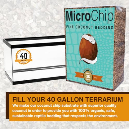 Microchip Coconut Substrate for Inverts and Reptiles Loose Fine Coconut Husk Chip Mix Reptile and Tarantula Bedding for Terrarium Floor (36 Quart) - size: 36 Quart