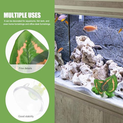 PRETYZOOM 2pcs Reptile Climbing Leaves Artificial Aquarium Plants with Suction Cups, Green Fruit and Purple Perilla Leaf Decorations for Snake, Lizard, Turtle Terrarium Habitat