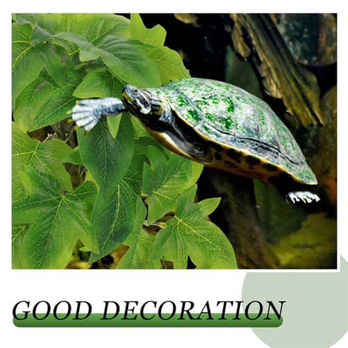 Hemoton Artificial Hanging Plant Ornament for Reptile Terrarium with Suction Cup, 23-Leaf Fake Greenery Decoration for Amphibian Habitat and Indoor Tank Supplies