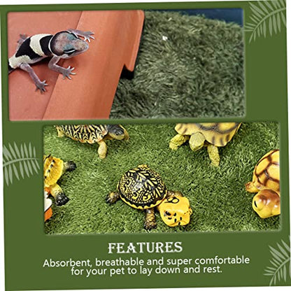 Crawl Carpet for Horned Frogs and Tortoises Green Artificial Moss Bedding for Reptiles Washable Reusable Moisture Retaining Cushion for Terrariums and Habitats