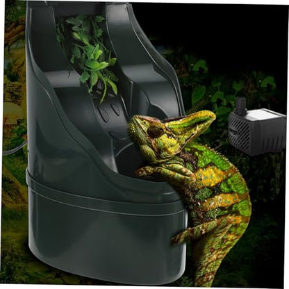 POPETPOP 1pc Waterfall Shape Lizard Drinking Bowl Auto Pet Water Dispenser Pump Stable Circulating Filtration Unique Decor for Reptiles and Pets
