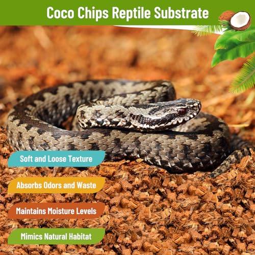 Riare 2 Pack Natural Coconut Chip Substrate for Reptiles- Compressed Coconut Husk Reptiles Bedding, Coco Husk Chip Terrarium Substrate for Snakes, Tortoises, Ball Python, Frogs, Bearded Dragon, Lizard - color: 2 Pack