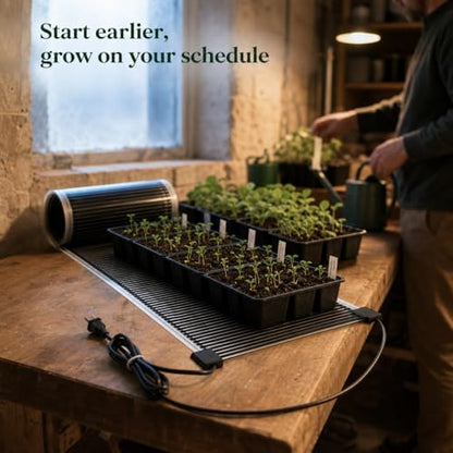 Seedling Heat Mat - Precision Fit for 1020 Trays, Water-Resistant Plant Heating Pad for Germination, Propagation, Hydroponics and Indoor Gardening, Made in USA (11" x 22") - size: 11" x 22"