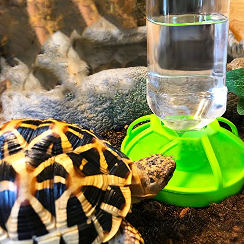 Reptile Water Bottle Turtle Food Dish and Water Bowl Automatic Feeders Waterer Tortoise Dispenser Bottle Feeding Dish for Lizard Chameleon