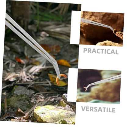 2pcs Heavy-Duty Stainless Steel Reptile Feeding Tongs Curved Aquarium Tweezers for Terrarium Use Long Handle Tweezers for Feeding Lizards and Aquatic Plants