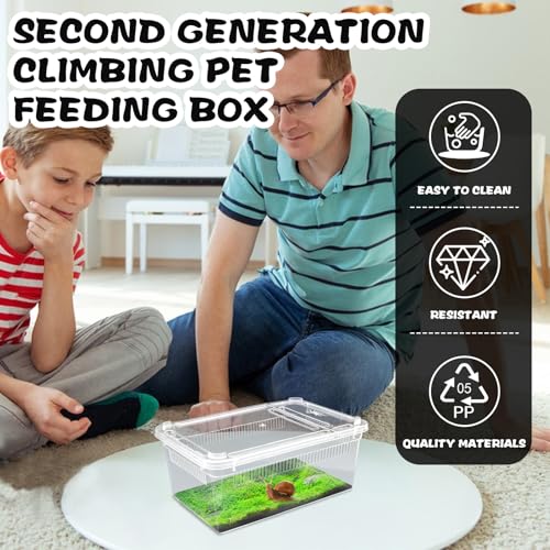 10 PCS Reptile Feeding Box, Isopod Enclosure Plastic Terrarium, Reptile Breeding Box for Bearded Gecko Dragon Lizard Spider Frog, Rreptile Carrier (Clear) (Clear, 7.5x4.9x3 in)
