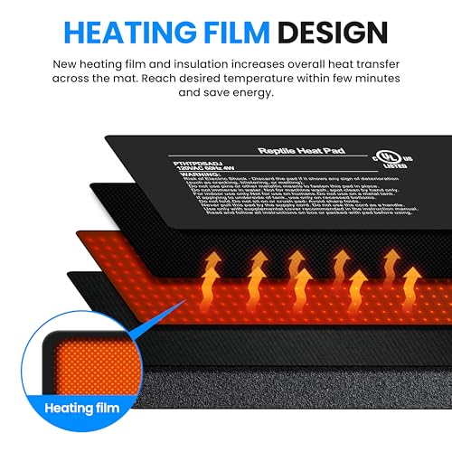 Simple Deluxe 4X7 Inch 4W Reptile Heating Pad with Temperature Adjustable Knob Under Tank Terrarium Heating Mat for Turtles, Lizards, Frogs, and Other Reptiles, 2 Pack - size: 4" x 7", style: 2 Pack Heat Pad with Adjust Knob