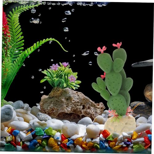 Luxshiny Vivid Artificial Plastic Cactus Aquarium Plant Fish Tank Decoration Soft Non Fading Reptile Terrarium Ornament Easy to Clean for