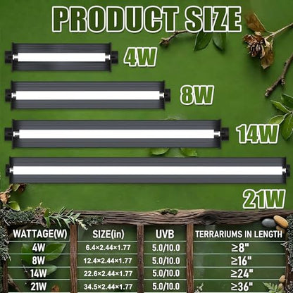 T5 HO UVB Reptile Light Kit, 22.6" Fixture with 14W 10.0 UVB Tube, Suitable for Desert Reptiles Including Adult Bearded Dragons - color: 10.0 Desert, size: 14W-22.6Inch