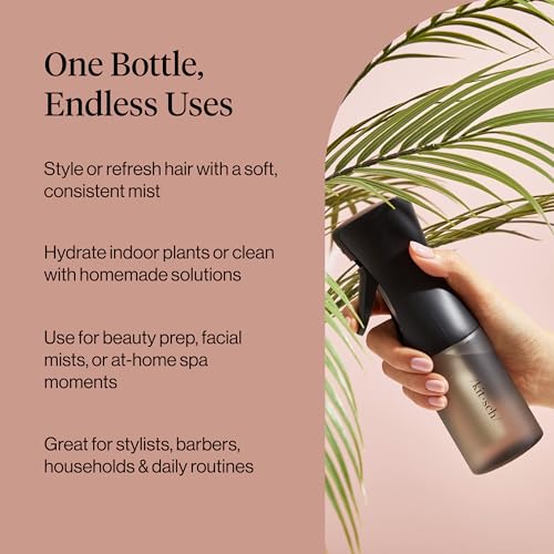 Kitsch Continuous Spray Bottle for Hair – Fine Mist Water Mister & Water Spray Bottle – Recycled Hair Spray Bottle – Spray Bottles for Cleaning, Styling, Plants & More – Black, 150ml - color: Black