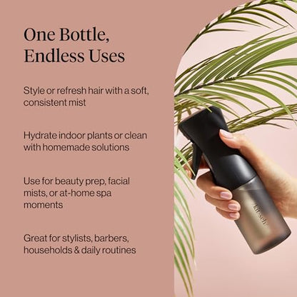 Kitsch Continuous Spray Bottle for Hair – Fine Mist Water Mister & Water Spray Bottle – Recycled Hair Spray Bottle – Spray Bottles for Cleaning, Styling, Plants & More – Black, 150ml - color: Black