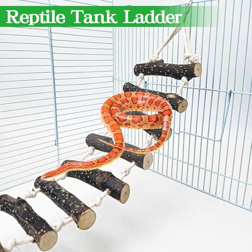 VCEPJH Snake Climbing Branch, 2Pcs Reptile Wood Natural Cork Log and Reptile Climbing Bridge 39 in Long Bearded Dragon Wooden Ladder for Lizard Ball Pythons Tree Frog Snake Leopard Gecko