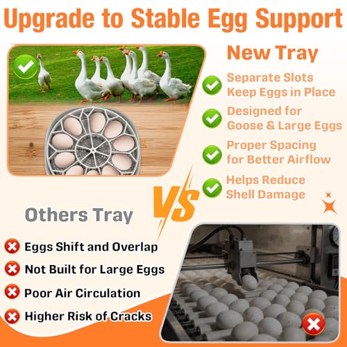 10 Jumbo Eggs JGT360 Goose Egg Tray Compatible with Nurture Right 360 Incubator, Large Goose Egg Turner Tray for Incubating Geese and Other Poultry