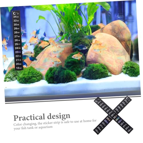 Ciieeo 2Pcs Color Changing Aquarium Thermometer Sticker Adhesive Fish Tank Temperature Gauge Strip Accurate Temperature Reading for Aquariums and Reptiles Easy to Use for Home