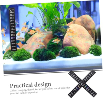 Ciieeo 2Pcs Color Changing Aquarium Thermometer Sticker Adhesive Fish Tank Temperature Gauge Strip Accurate Temperature Reading for Aquariums and Reptiles Easy to Use for Home