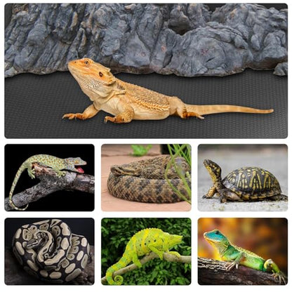 120 Gallon Reptile Terrarium Mat, Bearded Dragon Liner for 4x2x2 Enclosure | Bearded Dragon Tank Accessories 24 inch X 144 inch, Reptile Flooring Substrate Carpet Bedding for Leopard Gecko,Lizard, Black - size: 24 X 144 inches