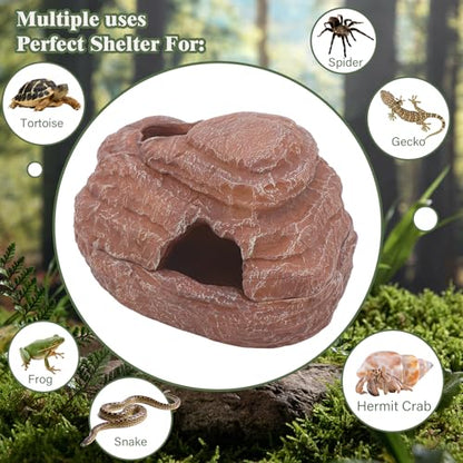 AQUA KT Reptile Hide and Cave Hideout for Leopard Crested Gecko Ball Python Lizard Bearded Dragon Snake Amphibians Hiding Place Terrarium Habitat Decoration