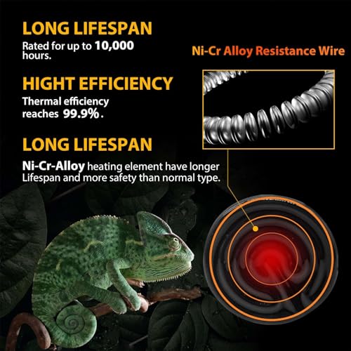 BNOSDM Reptile 75W Ceramic Heat Emitter,4 Pack Reptile Heat Lamp Bulbs,Ceramic Heat Lamp,Brooder Coop Heater for Amphibian Reptile Lizard Turtle Chicken - color: Pack of 4/Black, size: 75 Watts
