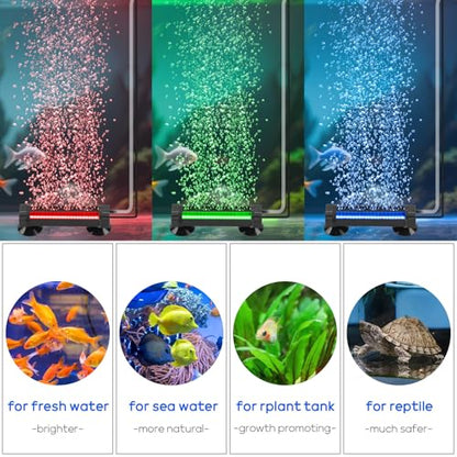 Fish Tank Bubbler Light for Aquarium: 2-in-1 Aquarium Grow Light with APP & Remote Control for Aquatic Pet Enthusiasts - RGB Changing Fish Lamp for 2-5 Gollon Freshwater Saltwater Tank Decor - size: 5.3 inch (2-in 1 with APP)