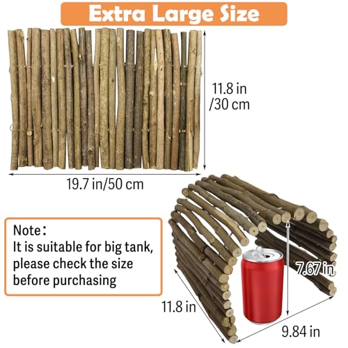 Hamiledyi Extra Large Tortoise Hide Reptile Hiding Cave Turtle Hut Gecko Hideaway Climbing Tunnel Toy Lizard Bendable Wooden Bridge for Adult Bearded Dragon Snake Chameleon Habitat Accessories