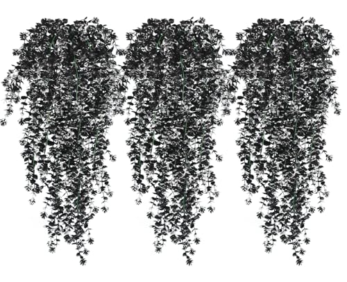 RECUTMS Artificial Hanging Plants Fake Hanging Plant Faux Hanging Plants UV Resistant Plastic Plants for Indoor Outdoor Room Wall Wedding Patio Porch Decor(Black White) - color: Black White, size: Hanging Plants
