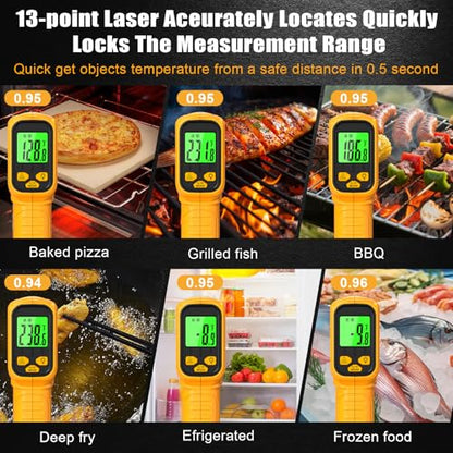 FKM Infrared Thermometer Gun High Precision 13-Point Laser Non-Contact Laser Temperature Gun,-58°F~1112°F,Digital IR Temp Gun for Cooking,Griddle,Oven,Food,HVAC,Automotive,Industrial Tool-2026 Upgrade - style: -58°F~1112°F (-50°C~600°C)