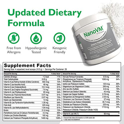 9-18 Years, Allergen-Free Kids Multivitamin, Unflavored Powdered Vitamins, Multivitamin Powder with 13 Vitamins & 13 Minerals, Low-Carbohydrate Vitamin Supplements, 275g - Solace Nutrition - style: 9-18