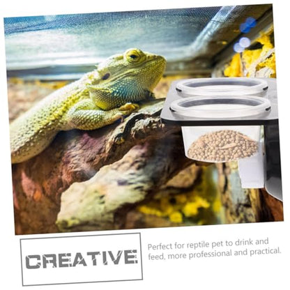 1Set Reptile Feeding Ledge Water Feeder Durable Reptile Tank Supplies with Suction Cups for Easy Installation for Geckos Lizards and Amphibians