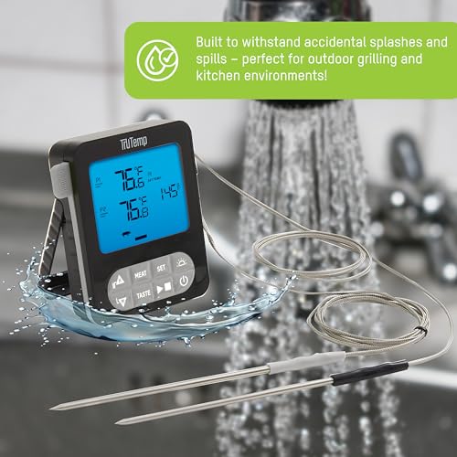 Taylor TruTemp Dual Probe Wired Programmable Meat & Food Thermometer, Digital, Monitor Two Dishes, Baking, Grilling, Roasting, User-Friendly, Backlit, Gray - color: gray