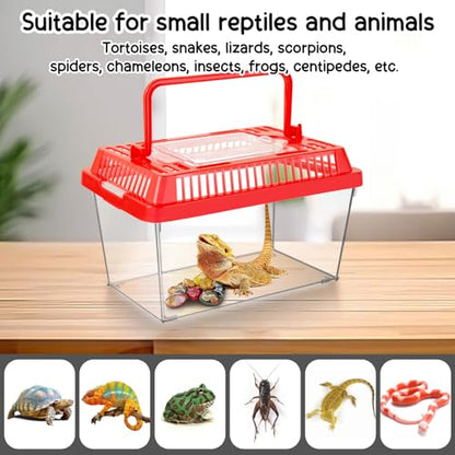 12Pcs Plastic Reptile Terrariums Carrier Cage, Tarantula Enclosure Snake Breeding Box Hatching Container Transparent Fish Tank Turtle Aquarium with Random Color Lid for Lizards, L(8.7" x 5.5" x 5.9") - size: L