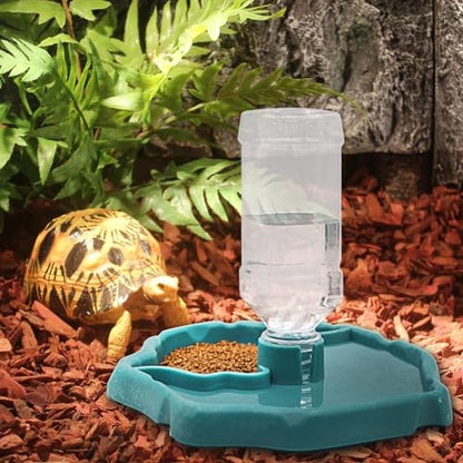 Terrarium Bowls Reptile Water Dish Tortoise Water Bowl Reptile Feeding Dish Refilling Reptile Turtle Food Water Automatic Feeders Waterer Dispenser Bottle Feeding Dish for Lizard Chameleon