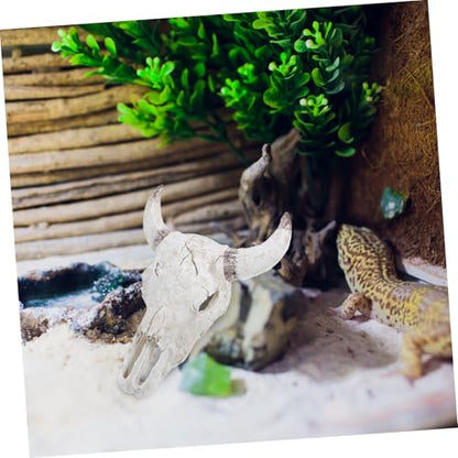 Turtle Habitat Decor Resin Bull Skull Snake Tank Accessories Hideout Cave Fish Aquarium