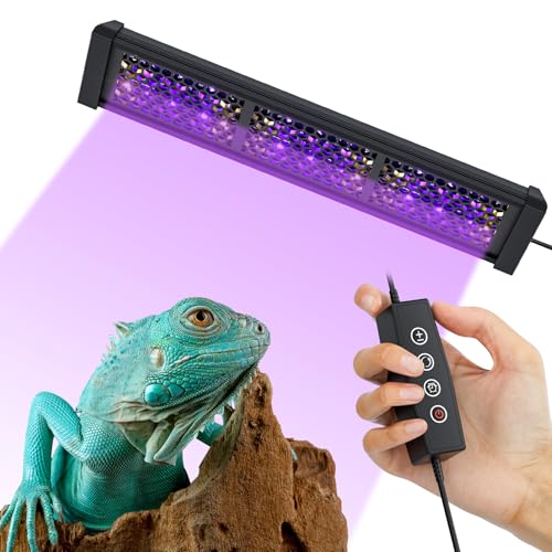 12 Inch LED Reptile Light Bar UVB 10.0, Ultra-Slim Aluminum UVA Basking Lamp with Timer & Dimmer, Even Light Output for Terrariums, Bearded Dragons and Turtles - size: 12 inches