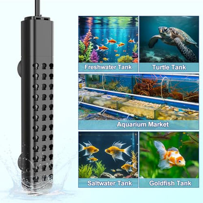 Submersible Aquarium Heater 100W/200W/300W/500W, Fish Tank Heater with high-Temperature Protection and Turtle Tank Heater with Automatic Power-Off When Leaving seawater or Freshwater. - size: 300W
