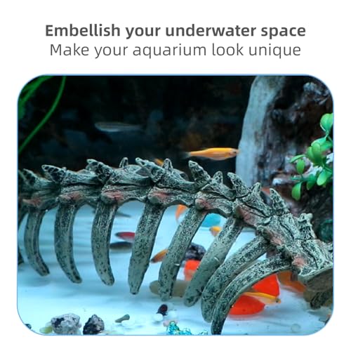 relaqcc Aquarium Skull Animal Skeletons, Reptile Tank Accessories, Fish Tank Decorations for Amphibians, Betta Fish, Shrimp, Hermit Crab, Leopard Gecko