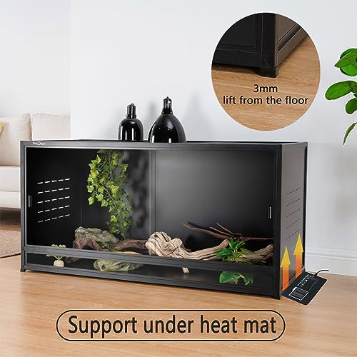 Reptile Enclosure Stand Bundle: Elevate Your Habitat - Includes Stand and Extra Enclosure for a Complete Elevated Setup 48 inches Width(Black) - color: Black, size: L-48''-Stand with enclosure